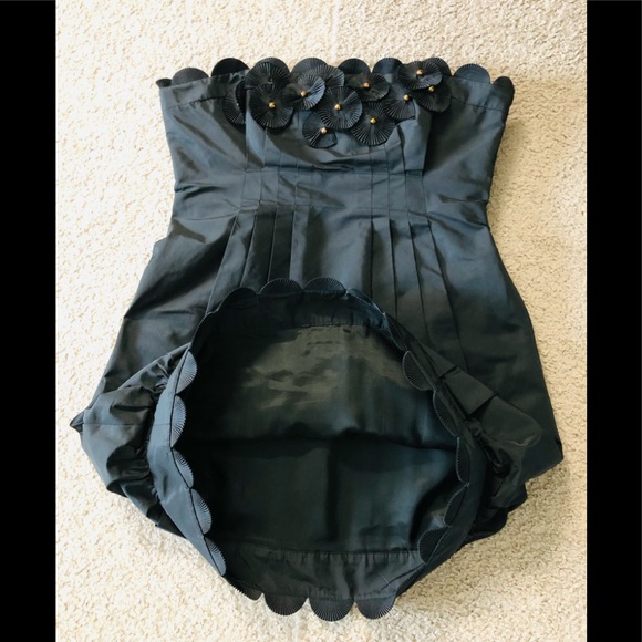 BCBGMaxAzria Pleated Taffeta Tube Top Dress Sz 12 Beaded party - Picture 7 of 16